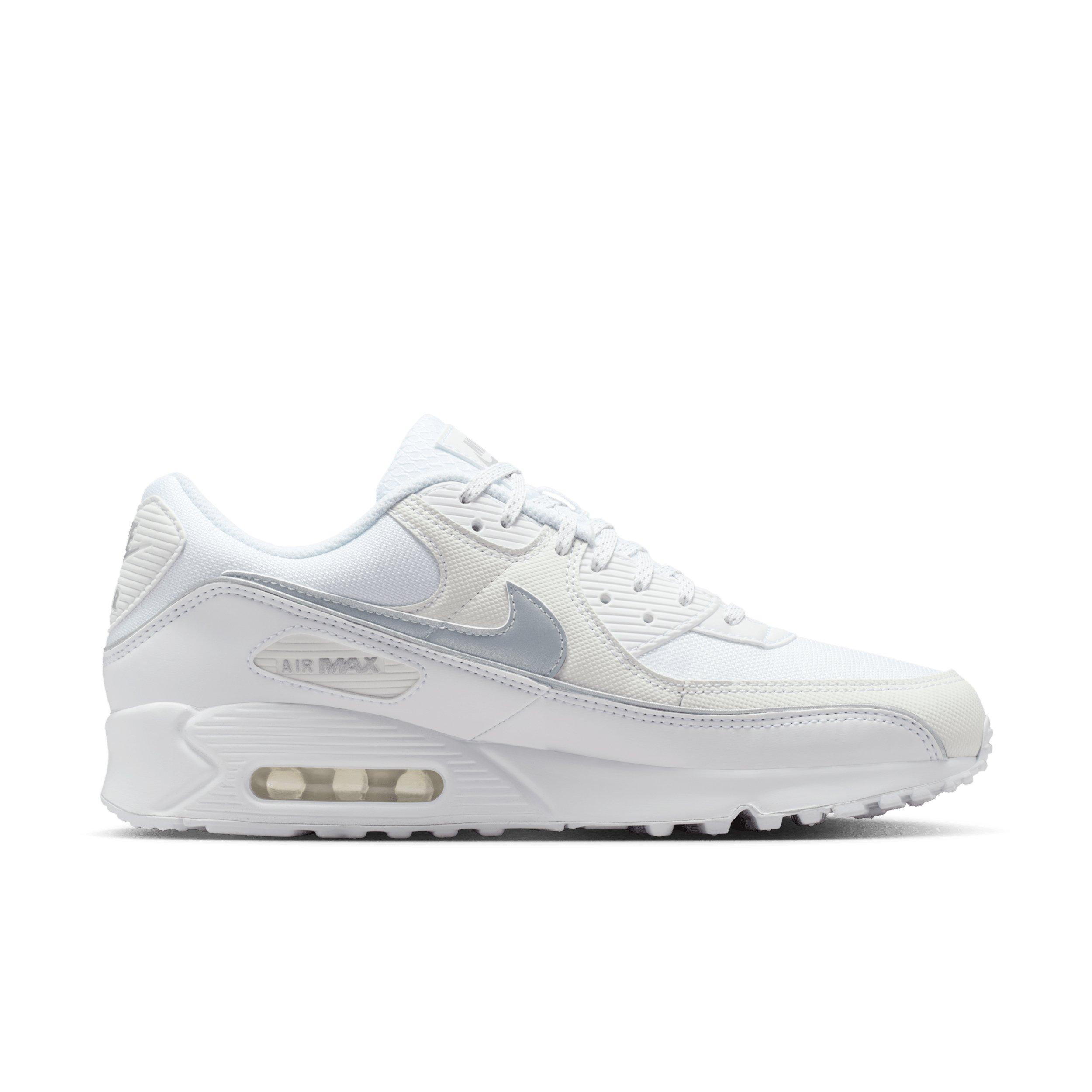 Nike Air Max 90 Premium White/Metallic Silver Shoe | Hibbett